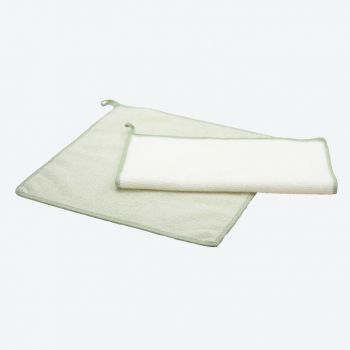 Point-Virgule set of 2 microfiber cloths green and white 30x30cm