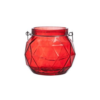 Cosy @ Home Lantern Geometric Glass Red 12x12x10.5