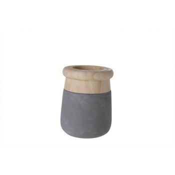 Cosy @ Home Flowerpot Cement Grey Wood D11xh14cm