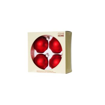 Cosy @ Home Xmas Ball Set4 Red Bowl Glass D8 8x8xh8