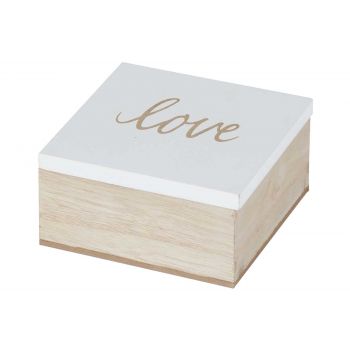 Cosy @ Home Box Love White Nature 10x10xh5cm Wood