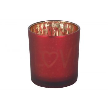 Cosy @ Home Tealight Holder Love Gold Red D7xh8cm Gl