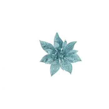 Cosy @ Home Poinsettia Clip Glitter Ice Blue D15cm S
