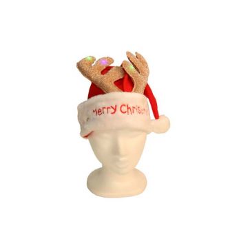 Cosy @ Home Santa Hat With Lighted Deer Antler