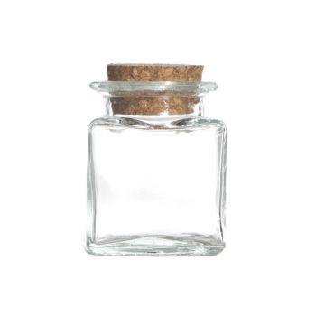 Cosy & Trendy Square Glass Jar W. Cork Stop Set12 4x4